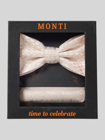 Monti Strik en pochet in een set van pure zijde Beige - 1