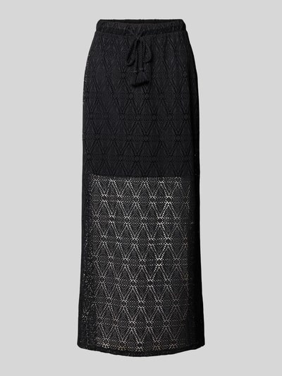 Produktfoto, Leicht ausgestellter Midi-Rock aus Spitze mit elastischem Bund Modell 'MAYA' von Vero Moda, Optik: Unifarben, Passform: Leicht, Länge: Midi, transparenter Spitzenrock mit blickdichtem Unterrock, Bundabschluss: Elastisch mit Tunnelzug, Saum: Gehschlitz, feine Struktur und filigranes Muster.