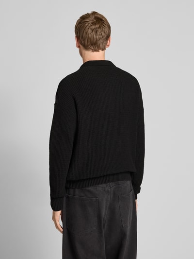 REVIEW Gebreide pullover met labelstitching Zwart - 5