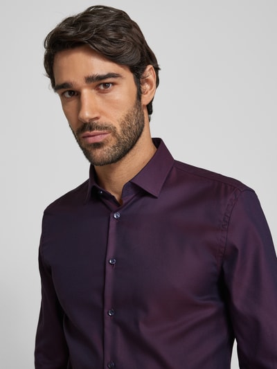 Jake*s Super Slim Fit Business-Hemd mit Kentkragen Aubergine 3