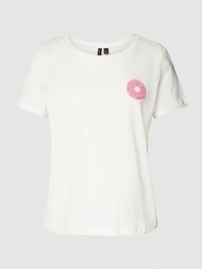 Vero Moda T-Shirt aus Baumwolle mit Motiv-Detail Modell 'MIAFRANCIS' Weiss 2