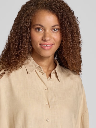 Only Korte overhemdblouse van pure viscose, model 'ASTRID' Beige - 3