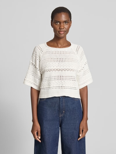 Weekend Max Mara Häkelpullover aus reiner Baumwolle Modell 'ORCHE' Ecru 4