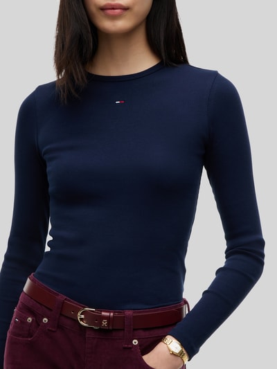 Tommy Jeans Slim Fit Langarmshirt aus Baumwoll-Mix Marine 3