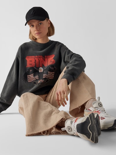 Anine Bing Oversized Sweatshirt mit Motiv-Druck Black 6