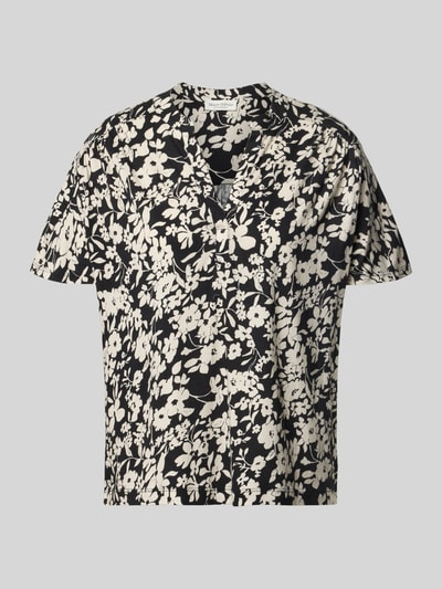 Produktfoto, Regular-Fit T-Shirt aus reiner Baumwolle von Marc O'Polo mit schwarz-beigem Blumenmuster, Damen T-Shirt