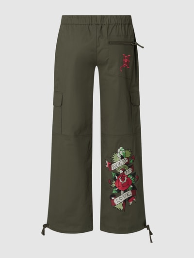 ED HARDY Cargohose mit elastischem Bund Oliv 3