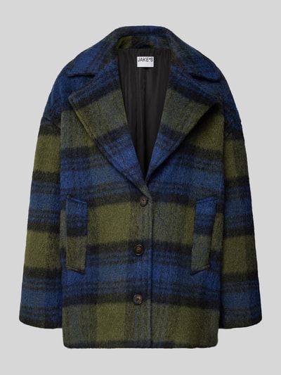 Jake*s Casual Relaxed Fit Kurzmantel mit Allover-Muster Dunkelblau 1