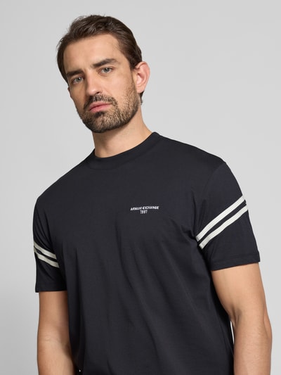ARMANI EXCHANGE T-shirt met labelstitching en ronde hals Marineblauw - 3