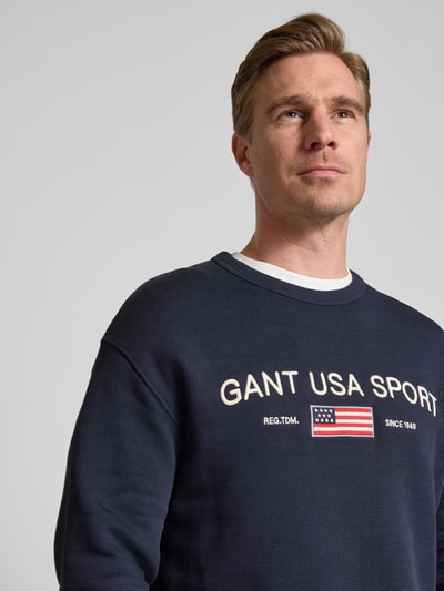 Gant Sweatshirt met labelstitching Marineblauw - 3