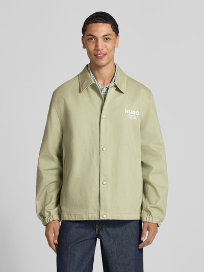 HUGO Blue Regular Fit Bomberjacke / Blouson aus reiner Baumwolle Modell 'Biyo2631' Hellgruen 4
