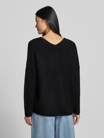MOS MOSH Gebreide pullover van wolmix met v-hals model 'THORA' Zwart - 5