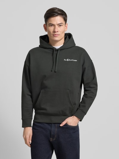 Polo Ralph Lauren Relaxed Fit Hoodie mit Label-Stitching und Känguru-Tasche Mittelgrau 4