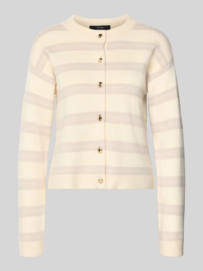 VERO MODA Regular Fit Cardigan aus Viskose-Mix Modell 'GOLD STRIPE' Ecru 2