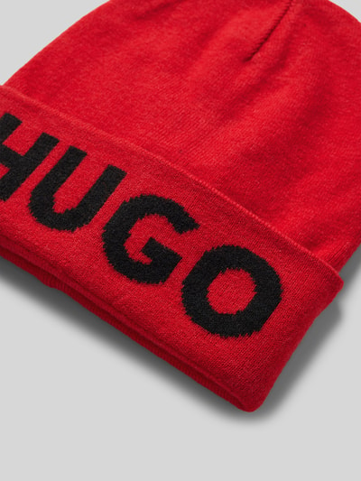 HUGO Czapka beanie z nadrukiem z logo Czerwony 2