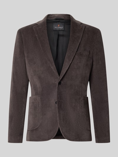 Produktfoto, Slim Fit Sakko aus Baumwoll-Mix in Cord-Optik Modell 'Nick' von Zuitable, braun, Reverskragen, Knopfleiste, feine Struktur