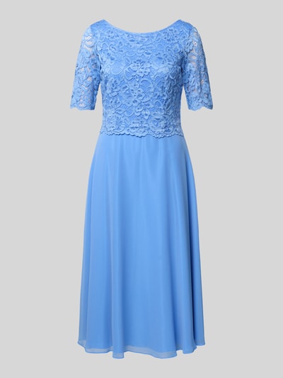 Productfoto, knielange cocktailjurk met kant en ronde halslijn van Vera Mont, dames, chiffon, A-lijn, borstwijdte 40 cm, maat 36
