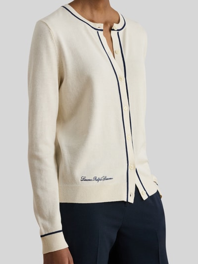 Lauren Ralph Lauren Regular Fit Strickjacke mit Kontrastdetails Ecru 3