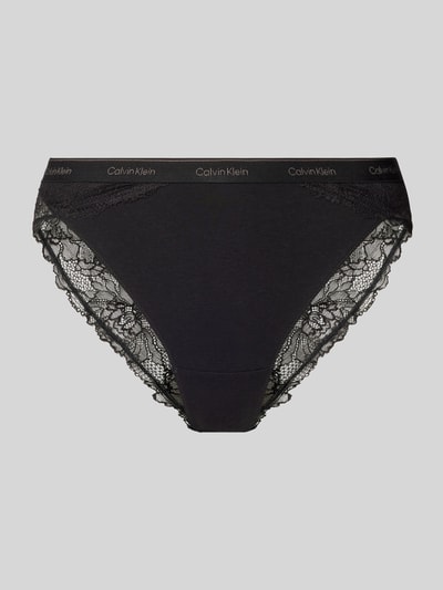 Calvin Klein Underwear String met kantgarnering Zwart - 1