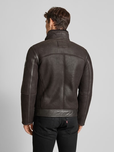 Strellson Lederjacke im Biker-Look Modell 'SHELTER-DF' Dunkelbraun 5