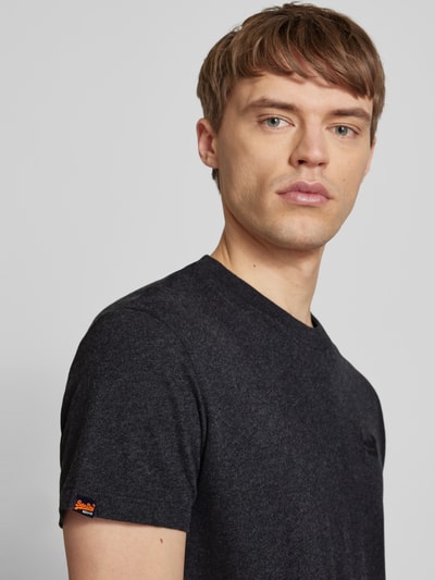 Superdry T-shirt met labelstitching Antraciet gemêleerd - 3