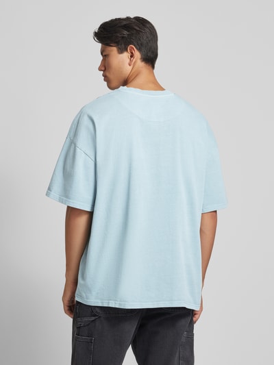 KARL KANI Boxy fit T-shirt met labelstitching Lichtblauw - 5