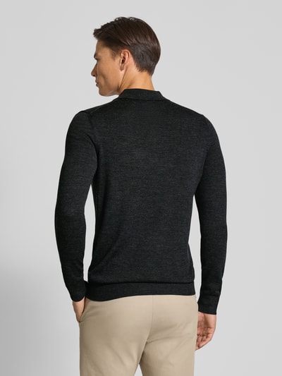 Christian Berg Men Strickpullover aus Merino-Mix mit Umlegekragen Anthrazit Melange 5