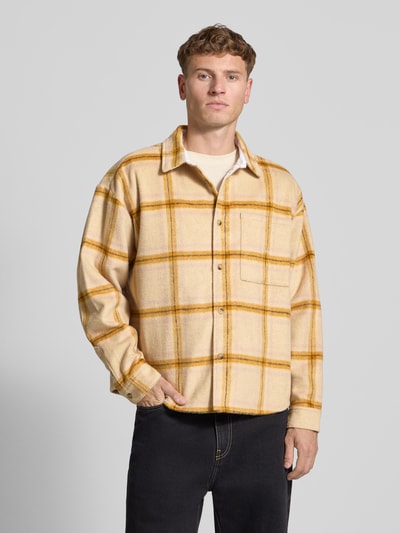 BLKVIS Regular fit flanellen overhemd met viscose Offwhite - 4