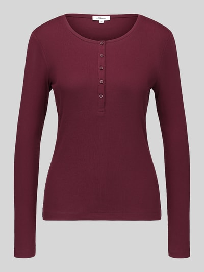 s.Oliver RED LABEL Langarmshirt mit kurzer Knopfleiste Bordeaux 2