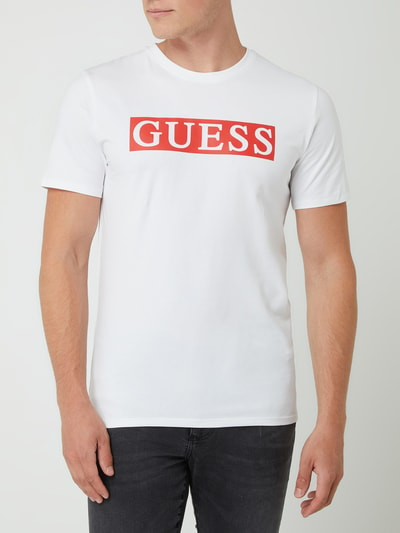 Guess T-shirt z nadrukiem z logo — wyłącznie w naszej ofercie Biały 4