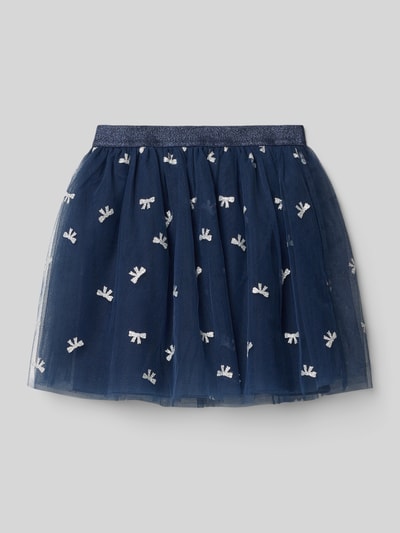 s.Oliver RED LABEL Uitlopende tule rok met glitterprint Marineblauw - 1