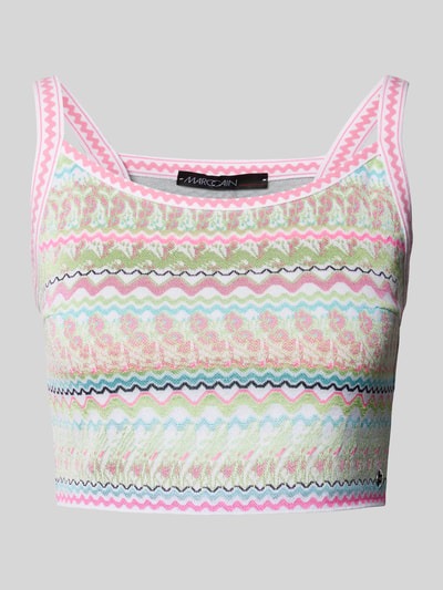 Marc Cain Cropped Stricktop mit Label-Applikation Neon Gruen 2