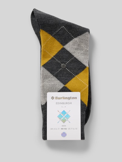 Burlington Sokken van scheerwolmix met labeldetail Donkergrijs - 3