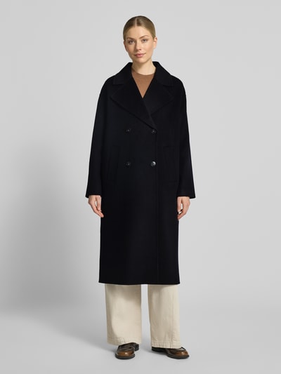 Milano Italy relaxed fit lange jas van pure wol met 2-knoopsluiting Marineblauw - 4