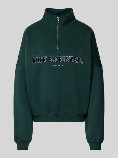 AIMN Sweatshirt mit Label-Print Modell 'Varsity' Dunkelgruen 2