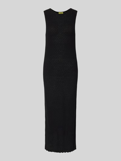 Produktfoto, Maxikleid mit Rundhalsausschnitt Modell 'ZURI' von JJXX in Schwarz, schmale Passform, Baumwolle, feine Struktur, ganze Vorderansicht