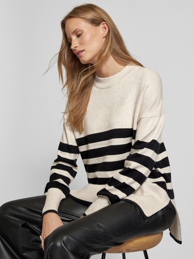 Fransa Gebreide pullover met extra brede schouders, model 'bitte' Zwart - 3