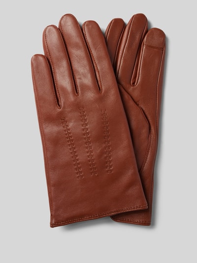 BOSS Handschuhe aus Lammleder mit Label-Detail Modell 'Hainz' Cognac 1