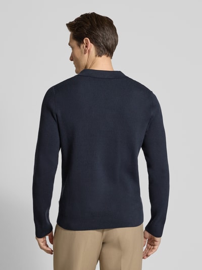 Lindbergh Relaxed Fit Strickpullover in Ripp-Optik Dunkelblau 5