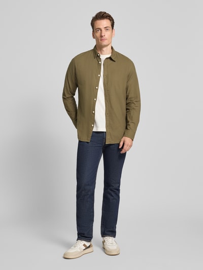 SELECTED HOMME Slim fit vrijetijdsoverhemd van puur katoen, model 'SLIMOWEN' Olijfgroen gemêleerd - 1