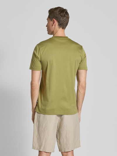 BOSS T-shirt met geribde ronde hals, model 'Tessler' Lindegroen - 5