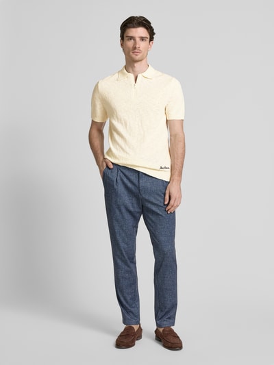 Les Deux Poloshirt mit Strick-Optik Offwhite 1