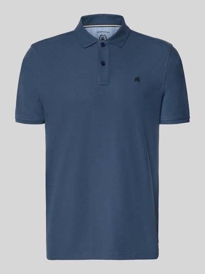 Produktfoto, Regular Fit Poloshirt mit Logo-Stitching Modell 'Performance' von Lerros, bawełniany mix, krój regular fit, krótkie rękawy, kolor niebieski