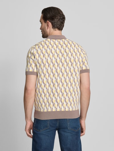 HUGO Poloshirt mit Reißverschluss und Allover-Print Modell 'SEOMO' Beige 5