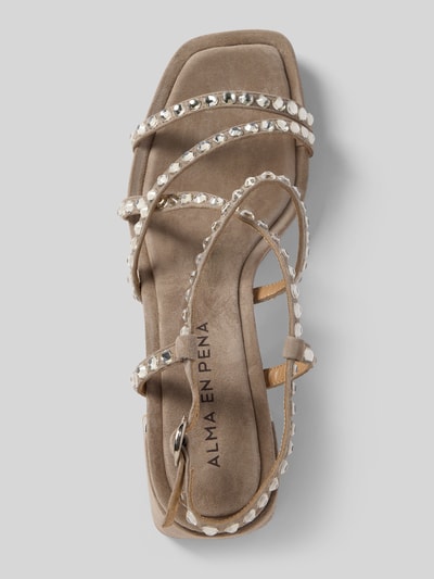 ALMA EN PENA Sandalette mit Blockabsatz Taupe 3