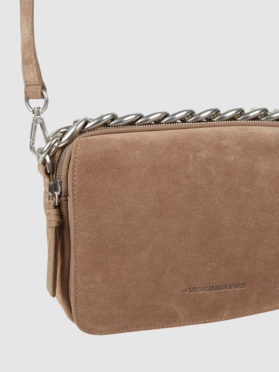 Les Visionnaires Crossbodytas van suède, model 'Emily' Taupe - 4