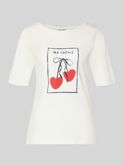 Produktfoto, T-shirt z nadrukiem z motywem od More & More z mieszanki bawełny i elastanu, krój regular fit, okrągły dekolt, długość tyłu w rozmiarze 36: 60 cm