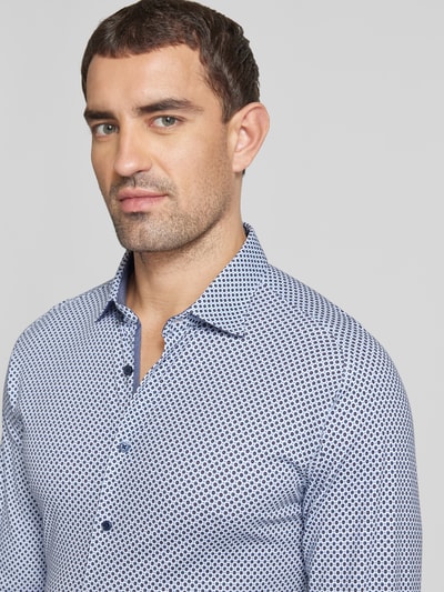 Desoto Slim Fit Business-Hemd mit Allover-Muster Bleu 3