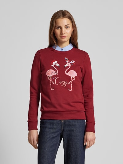 G&C Sweatshirt mit Rundhalsausschnitt Dunkelrot 4