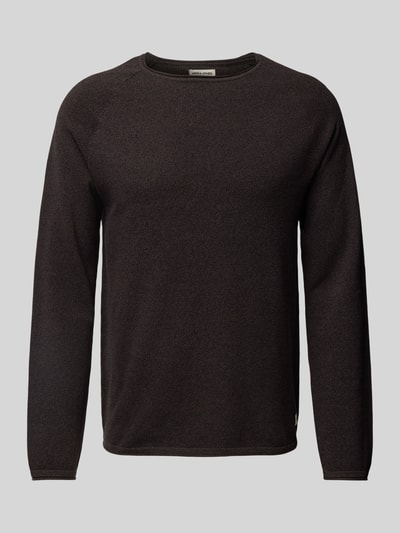 Jack & Jones Gebreide pullover met ronde hals, model 'EHILL' Donkerbruin - 1